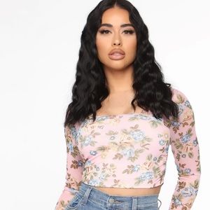 Fashion Nova Transparent Floral Top